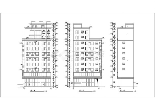 4800平米10层框架结构商务宾馆建筑设计CAD图纸（1-2层商用）-图一