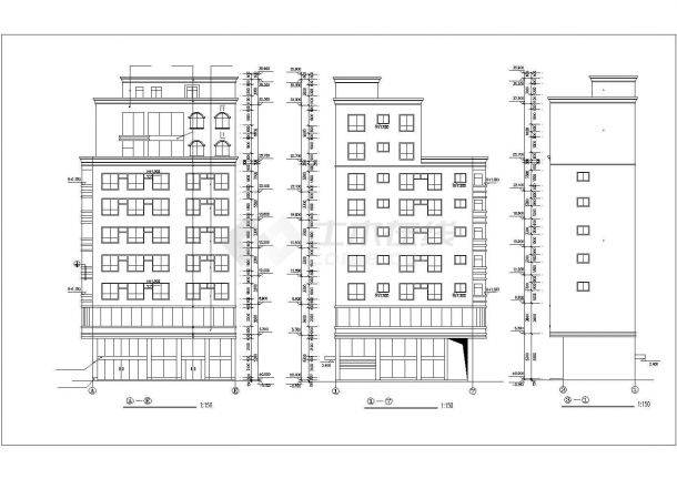 4800平米10层框架结构商务宾馆建筑设计CAD图纸（1-2层商用）-图二