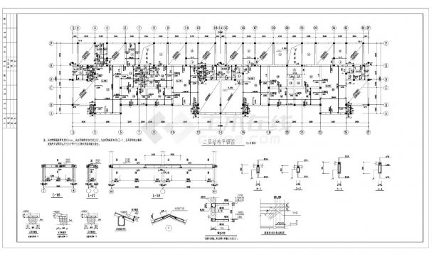 某市花园洋房层砌体建筑结构布置施工图CAD详图-图二