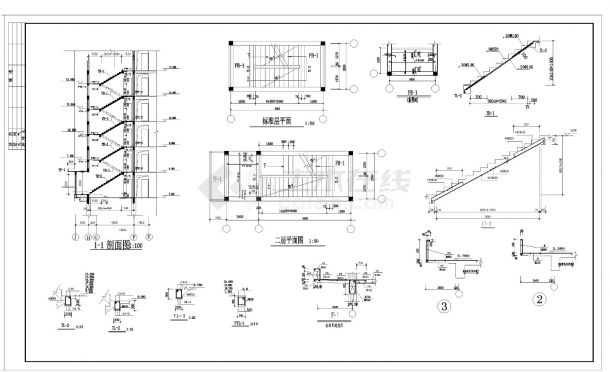 某住宅楼工程底框砖混结构施工图CAD详图-图一