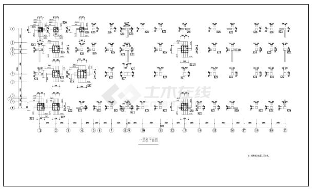 某住宅楼工程底框砖混结构施工图CAD详图-图二