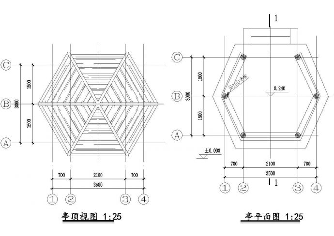 某六角亭CAD结构设计图纸_图1
