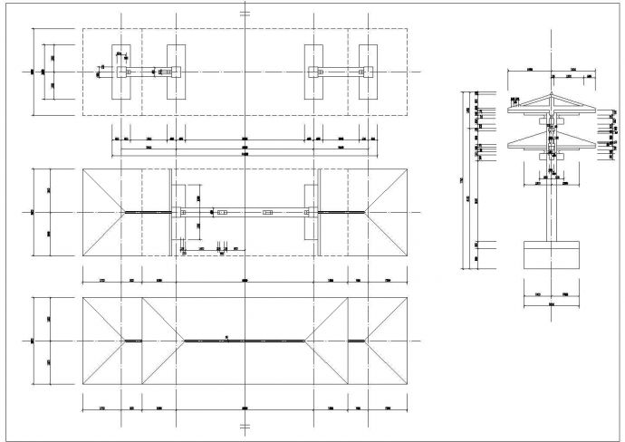 某仿古典牌楼大门初步CAD结构设计_图1