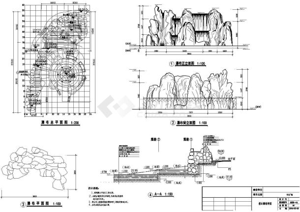 某著名旅游景点假山置石CAD景观施工图纸-图一