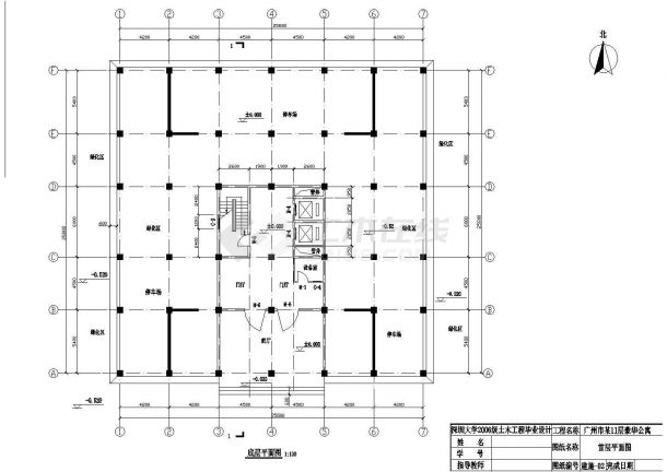 广州市某6440平米11层剪力墙结构公寓住宅楼建筑和结构设计CAD图纸-图一