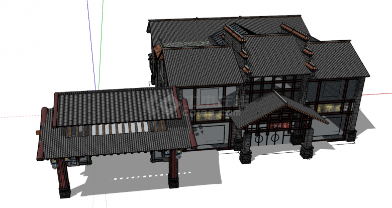 新中式景区大门入口SU模型设计-图二