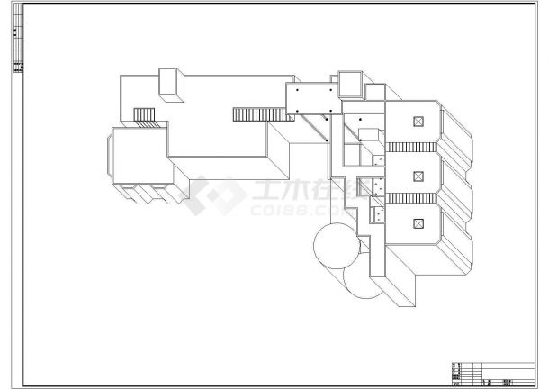 长73.9米 宽43.3米 2层展览馆CAD建筑方案设计图【平立剖（图纸简单）】-图一