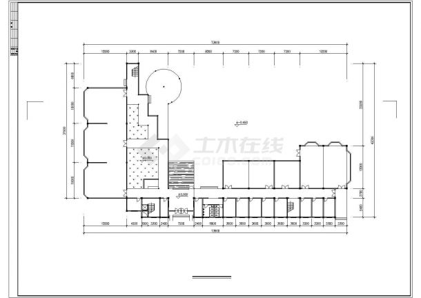 长73.9米 宽43.3米 2层展览馆CAD建筑方案设计图【平立剖（图纸简单）】-图二