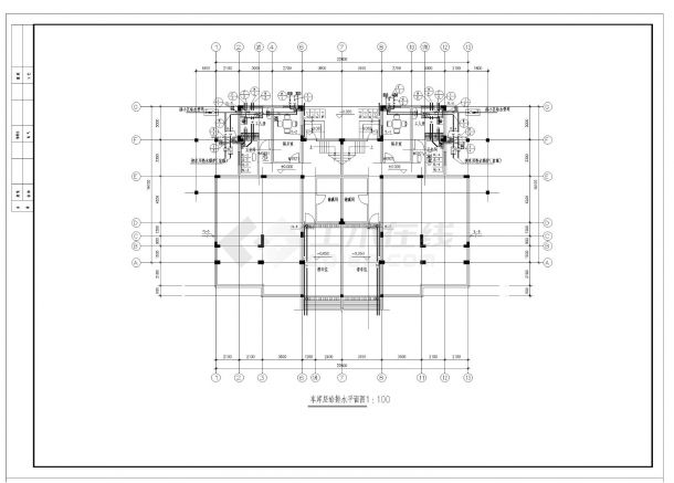 2层双拼别墅给排水工程CAD施工图-图一