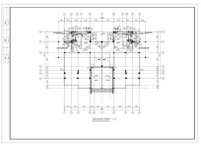 2层双拼别墅给排水工程CAD施工图_图1