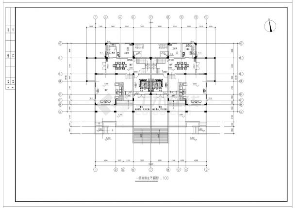2层双拼别墅给排水工程CAD施工图-图二