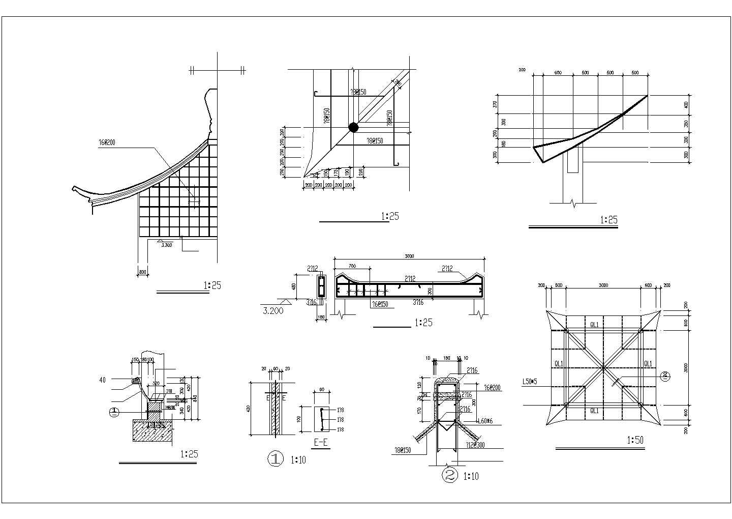 某中式特色古建四角亭CAD结构施工详图
