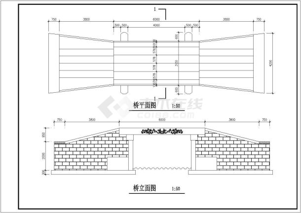 某遗址古桥修复CAD建筑施工图-图一