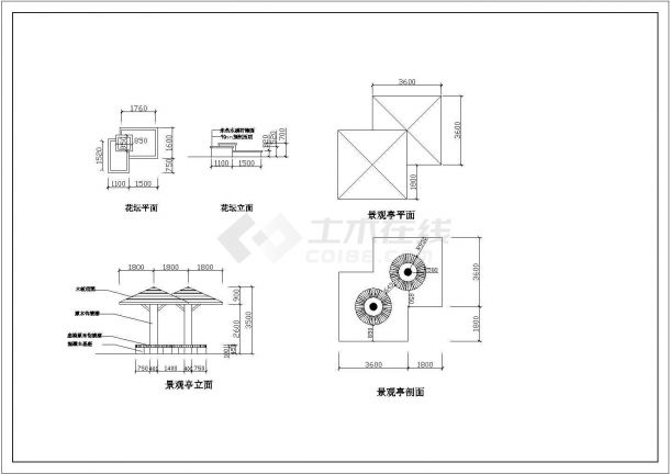 某著名景点景观亭CAD结构图纸-图一