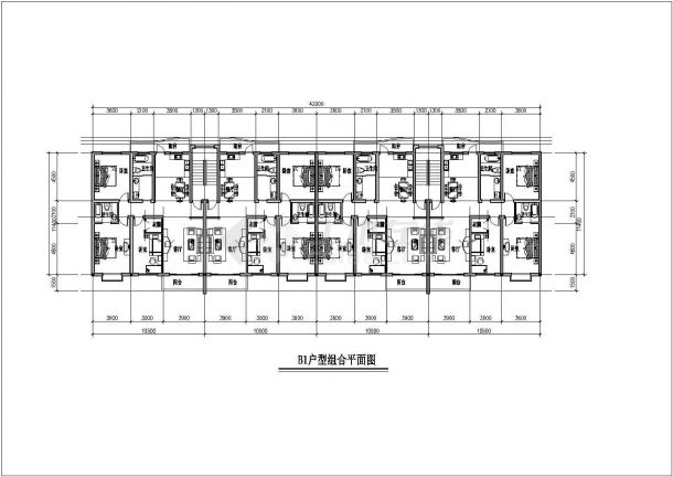 杭州市某新建小区四栋住宅楼标准层设计CAD图纸（含四张户型图）-图一