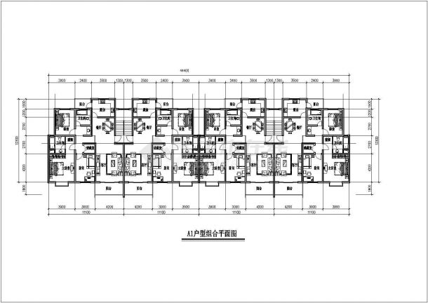 杭州市某新建小区四栋住宅楼标准层设计CAD图纸（含四张户型图）-图二