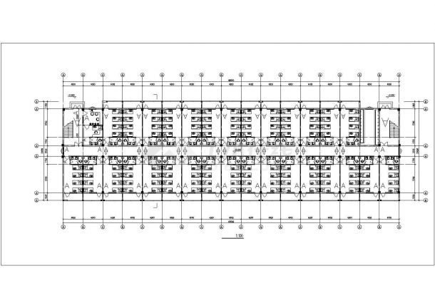 成都市某企业公司3500平米四层砖混结构宿舍楼建筑设计CAD图纸-图二