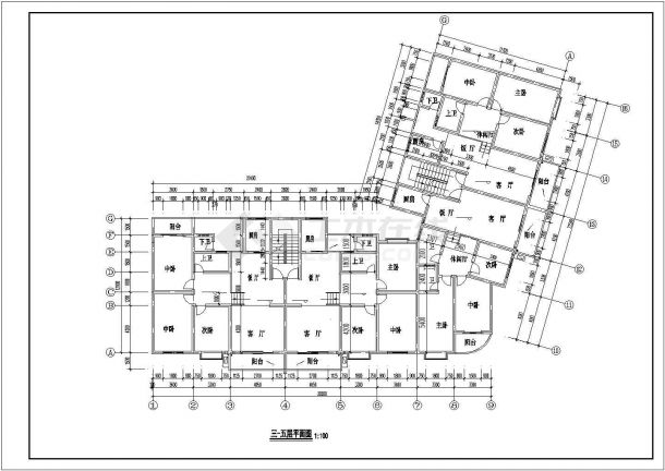 达州市某现代化小区6+1层砖混结构商住楼建筑设计CAD图纸-图一