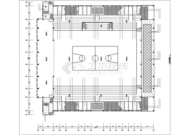 某三层体育馆装修图纸（长72米 宽69.9米 ）-图二