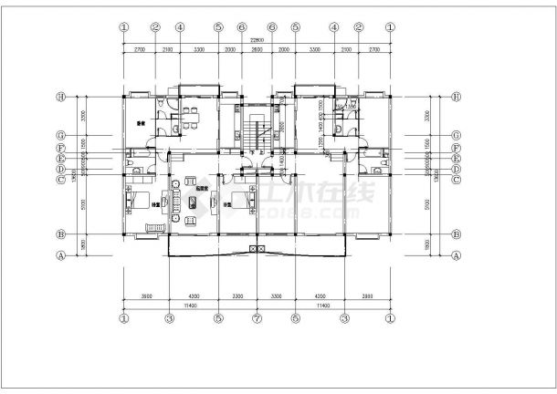 呼和浩特市某新建小区80-135平米左右的热门户型设计CAD图纸（9张）-图二