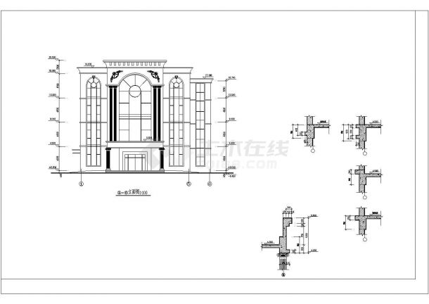 某四层框架结构中学食堂大楼设计cad全套建筑施工图（大院设计，13图）-图一