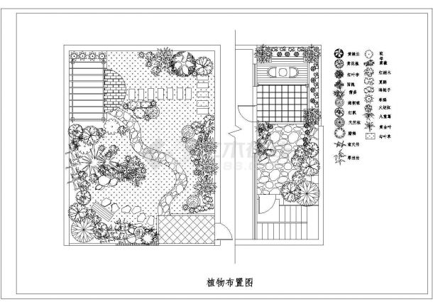 花园庭院景观绿化全套施工设计cad图-图二