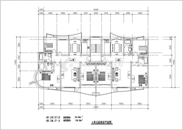 长沙市某新建小区81-153平米左右的热门户型设计CAD图纸（10张）-图二