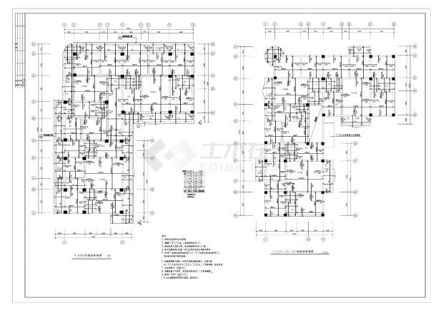 某六层框架商住楼结构施工cad图纸-图一