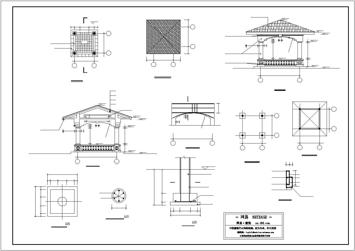 某公园凉亭CAD详图建筑图