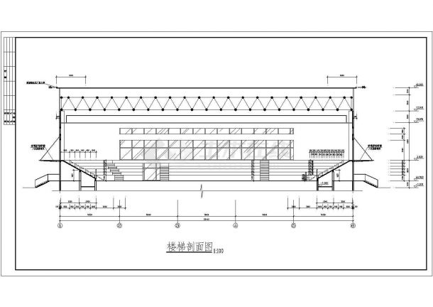 陕西铜川某二层蓝球馆建筑施工设计全套图-图二