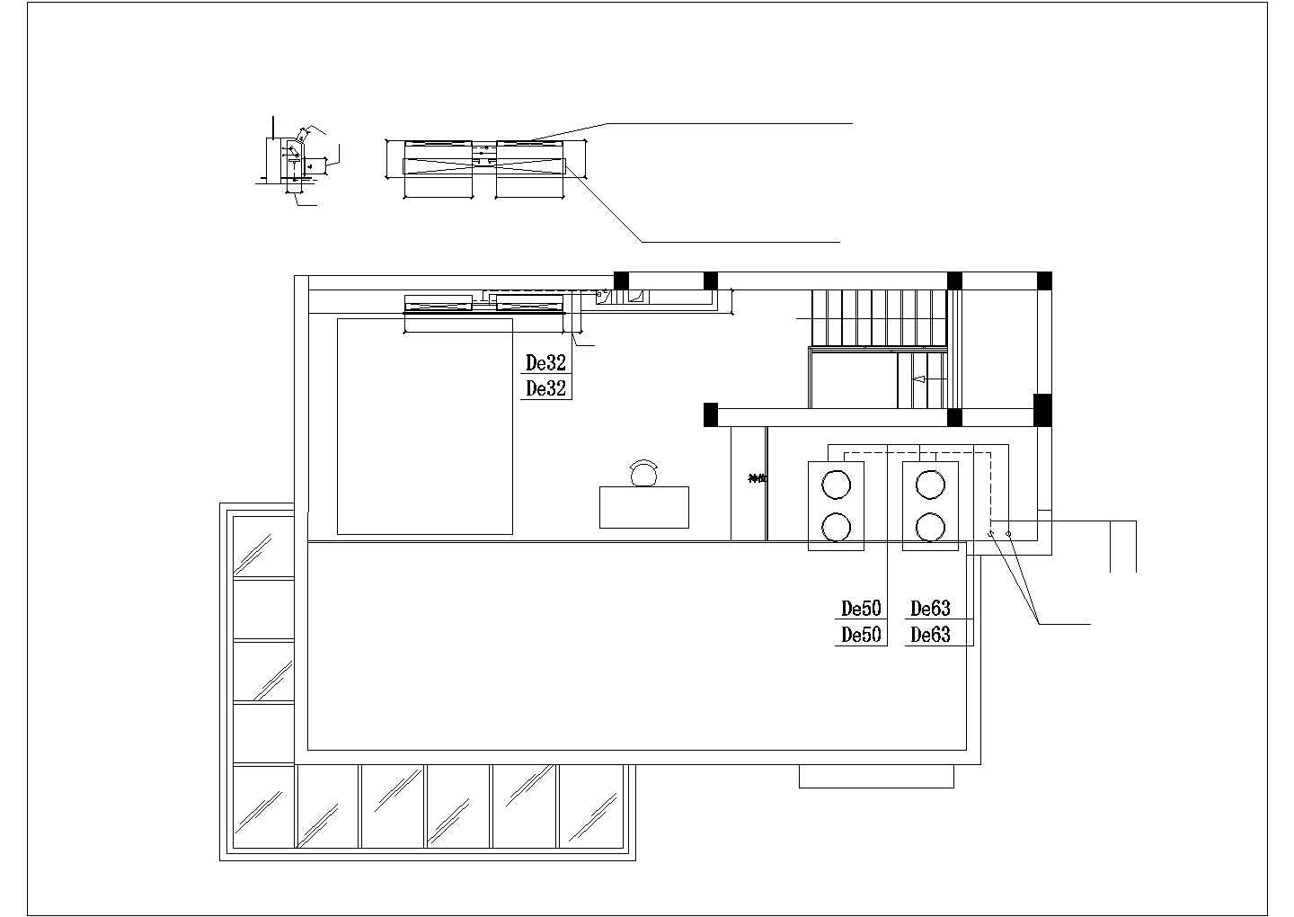 三层高档独栋别墅内部全套空调暖通系统设计CAD图纸（含地下室）