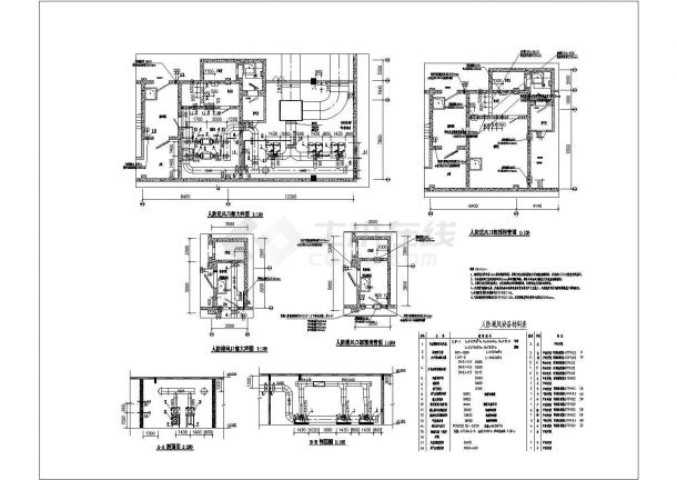 某大型商场2000平米地下人防工程全套暖通系统设计CAD图纸-图二