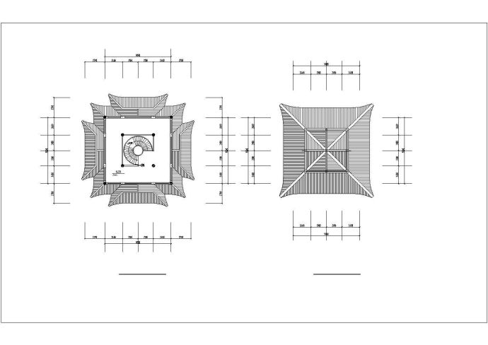 厦门市某度假村190平米2层框架结构仿古楼阁建筑设计CAD图纸_图1