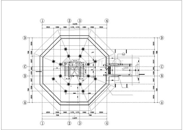 太原市某文化公园9层框架结构仿古宝塔建筑设计CAD图纸-图一