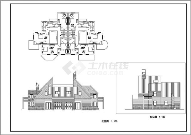 295平米2层砖混古典结构单体别墅建筑设计CAD图纸-图二