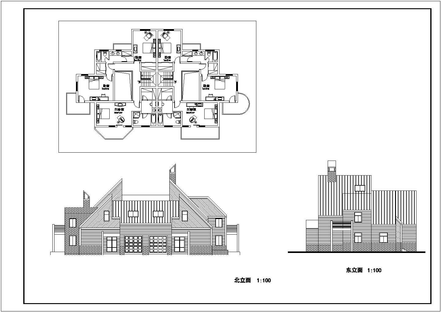 295平米2层砖混古典结构单体别墅建筑设计CAD图纸