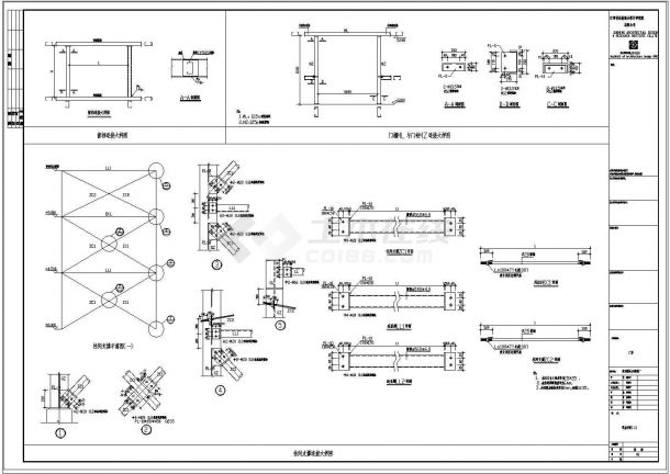 单层单山四跨门刚结构节点详图CAD-图二