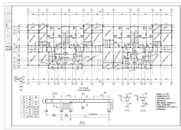 某商业住宅楼砖混结构布置CAD规划详图-图一