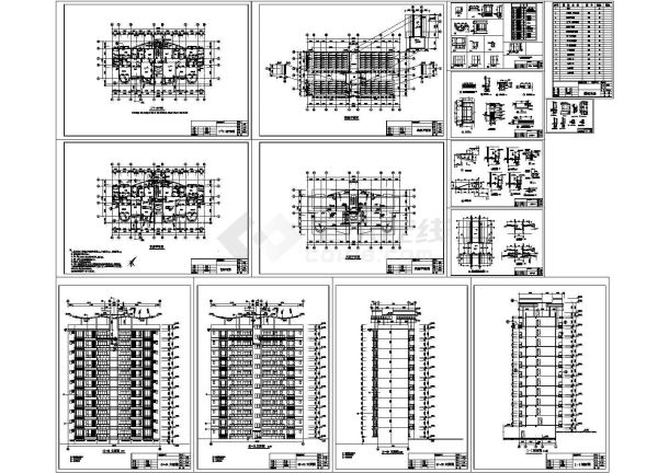 上海某地十二层带车库商主楼全套建筑施工设计cad图-图一