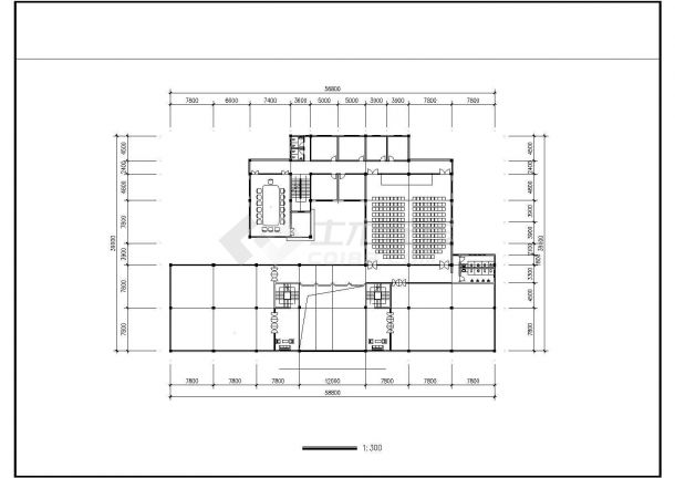 长58.8米 宽53.05米 5层县文化艺术中心博物馆CAD建筑方案设计图【各层平面 1立面 平面布置图】-图二