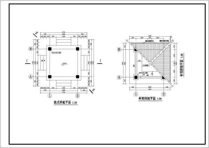 某现代四角亭设计CAD结构施工图_图1