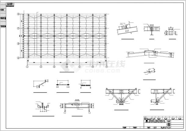 某单层排架结构工业仓库结构设计方案CAD图纸-图一