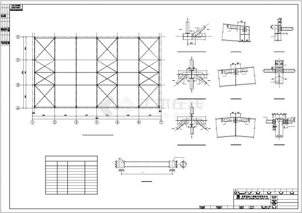 某单层排架结构工业仓库结构设计方案CAD图纸-图二