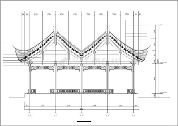 某木结构六角连亭CAD设计施工图，宋式做法-图二
