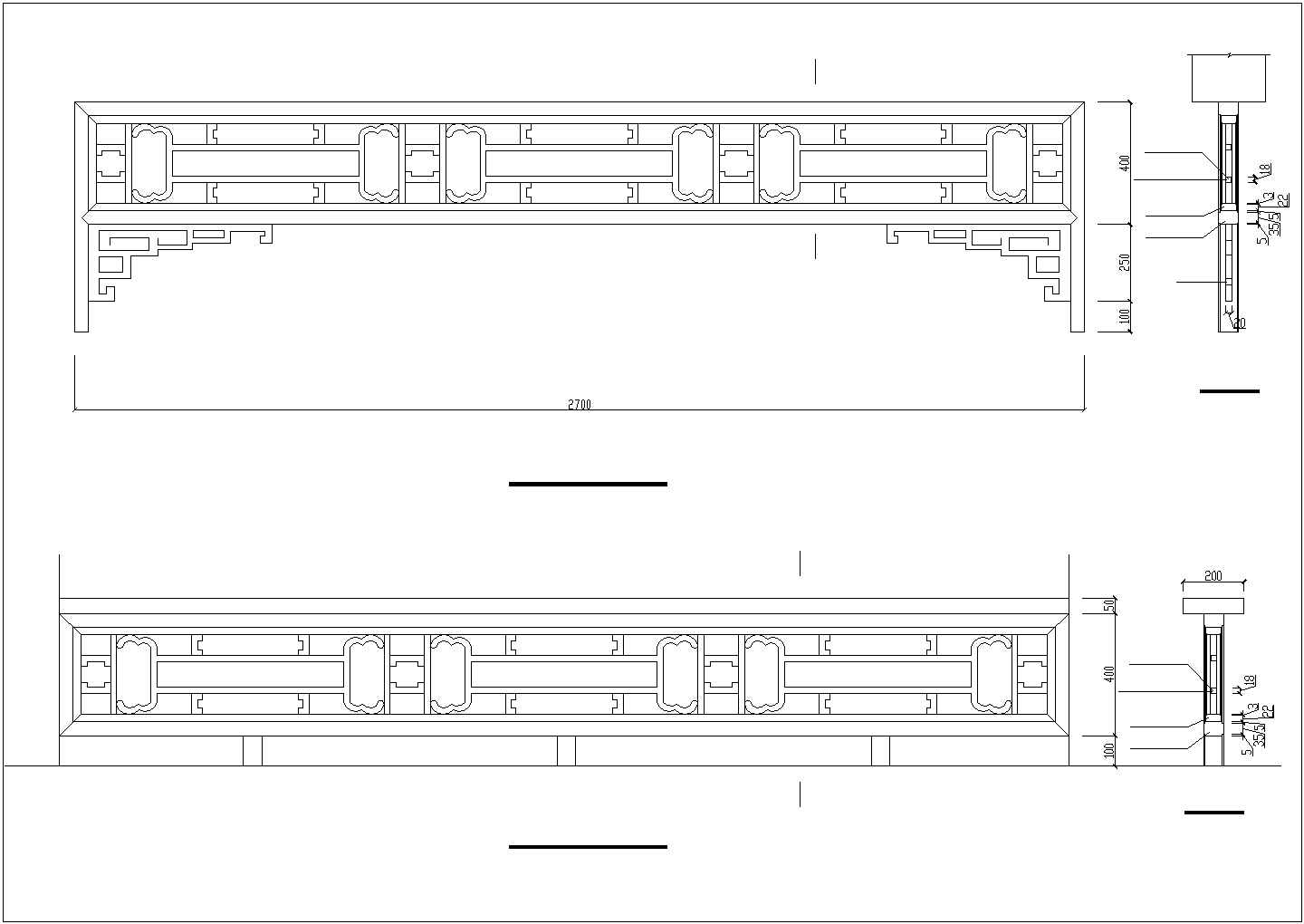 某木结构六角连亭CAD设计施工图，宋式做法