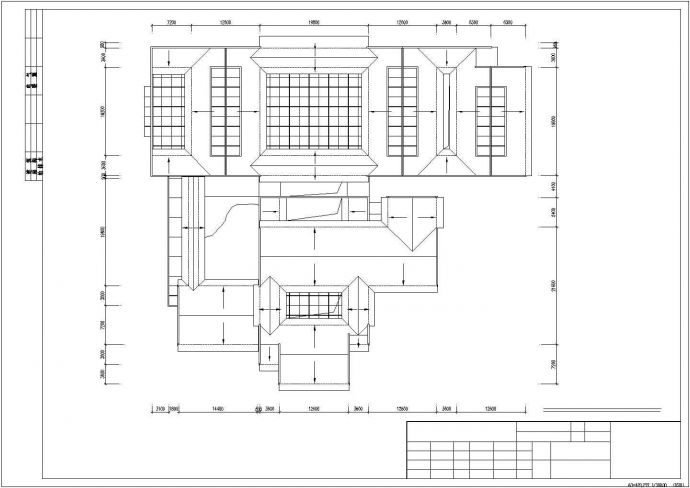 长87.33米 宽44.84米 地下半地上3层中式现代风格历史博物馆CAD建筑方案图-各层平面图_图1