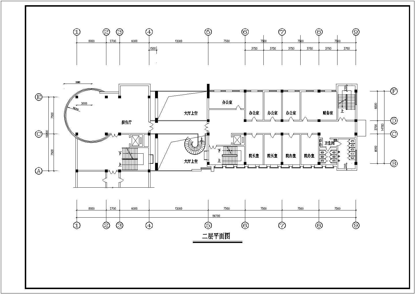 某精品六层小型办公楼建筑全套施工设计cad图纸