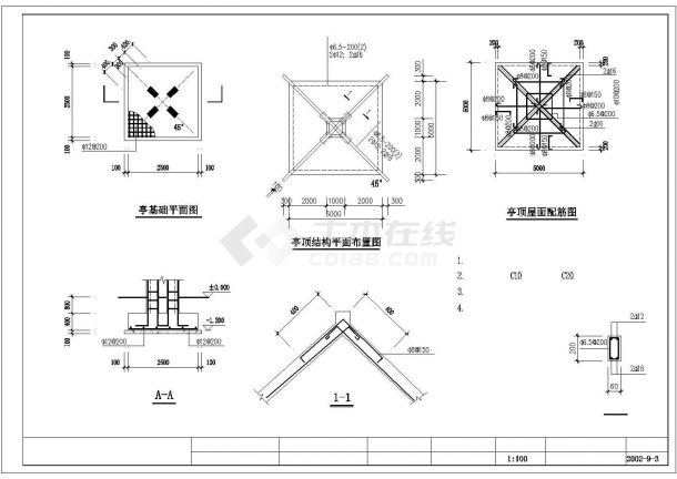 CAD景观设计施工图--亭桥花架廊详图-图二