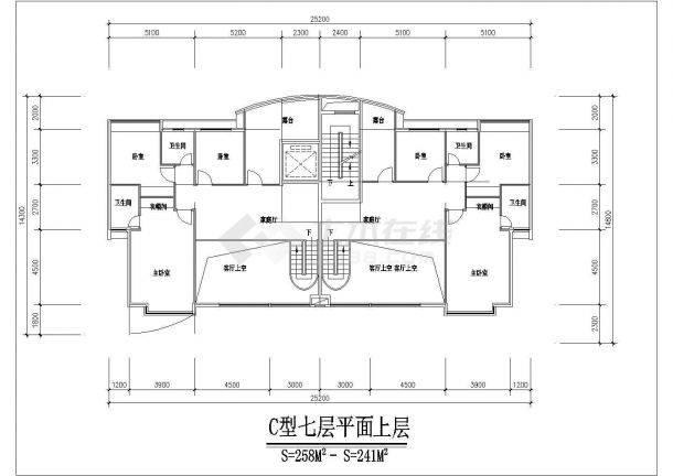 昆山市某工厂家属院七层家属住宅楼全套平面设计CAD图纸（7层为复式）-图一