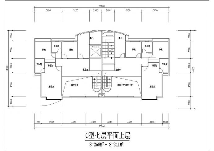 昆山市某工厂家属院七层家属住宅楼全套平面设计CAD图纸（7层为复式）_图1